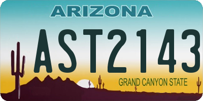AZ license plate AST2143