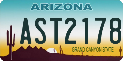 AZ license plate AST2178
