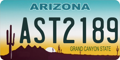 AZ license plate AST2189