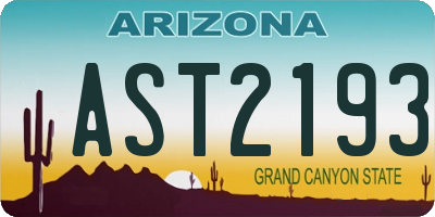 AZ license plate AST2193