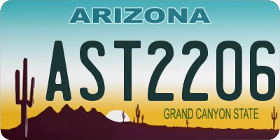 AZ license plate AST2206