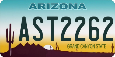 AZ license plate AST2262