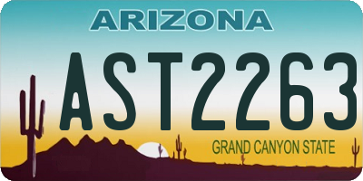 AZ license plate AST2263