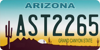 AZ license plate AST2265