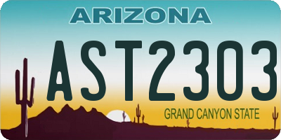 AZ license plate AST2303