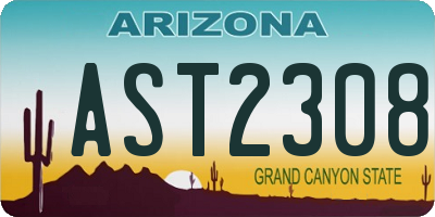 AZ license plate AST2308