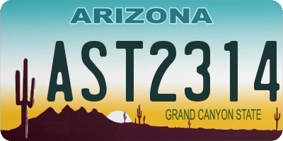 AZ license plate AST2314