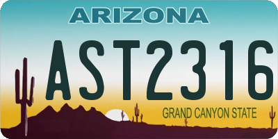 AZ license plate AST2316