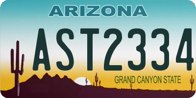 AZ license plate AST2334