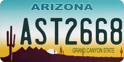AZ license plate AST2668