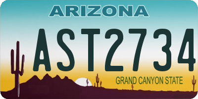 AZ license plate AST2734