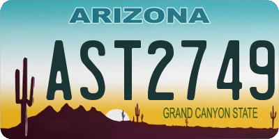 AZ license plate AST2749