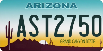 AZ license plate AST2750