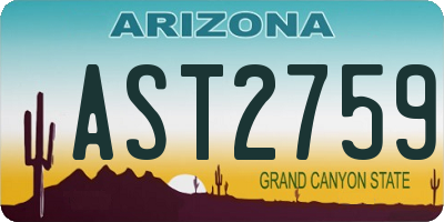 AZ license plate AST2759