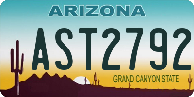 AZ license plate AST2792