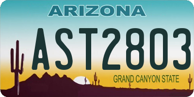 AZ license plate AST2803