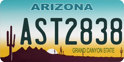 AZ license plate AST2838