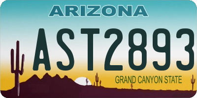 AZ license plate AST2893