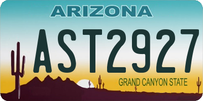 AZ license plate AST2927