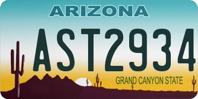 AZ license plate AST2934