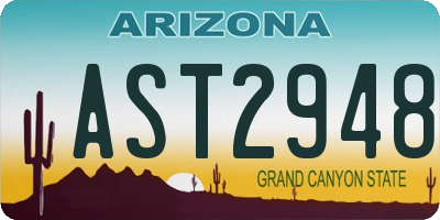 AZ license plate AST2948