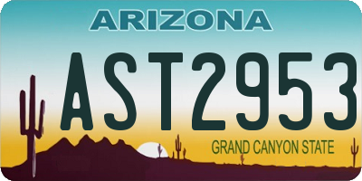 AZ license plate AST2953