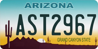 AZ license plate AST2967