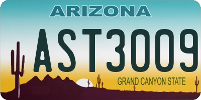 AZ license plate AST3009