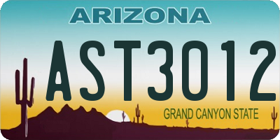 AZ license plate AST3012