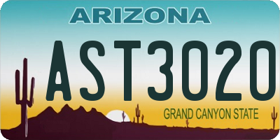 AZ license plate AST3020