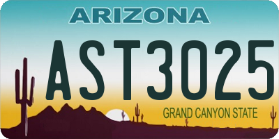 AZ license plate AST3025