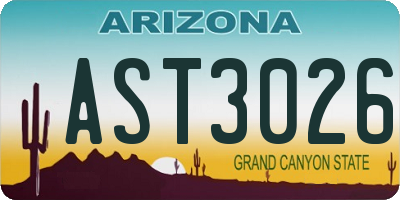 AZ license plate AST3026