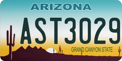 AZ license plate AST3029