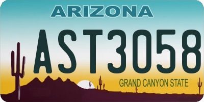 AZ license plate AST3058
