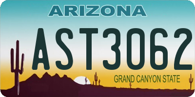 AZ license plate AST3062