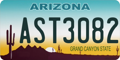 AZ license plate AST3082