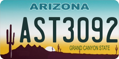 AZ license plate AST3092