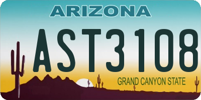 AZ license plate AST3108