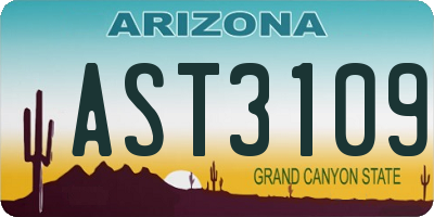 AZ license plate AST3109