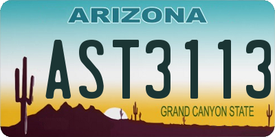 AZ license plate AST3113