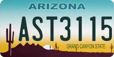 AZ license plate AST3115