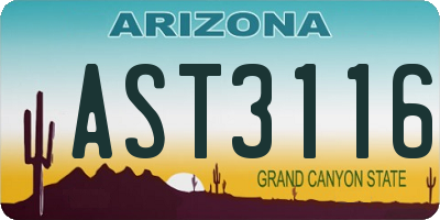 AZ license plate AST3116