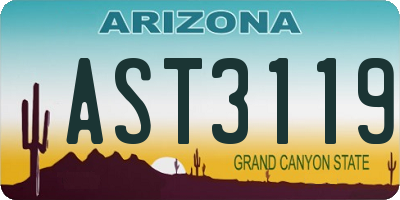 AZ license plate AST3119