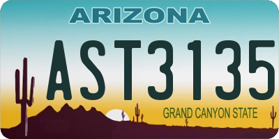 AZ license plate AST3135