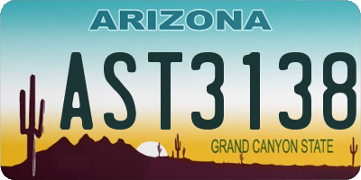 AZ license plate AST3138