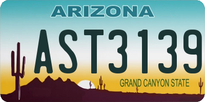 AZ license plate AST3139