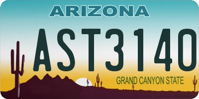 AZ license plate AST3140