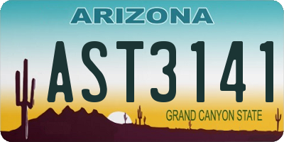 AZ license plate AST3141