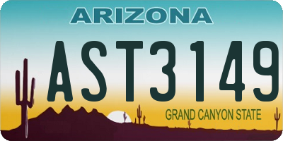 AZ license plate AST3149