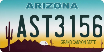AZ license plate AST3156